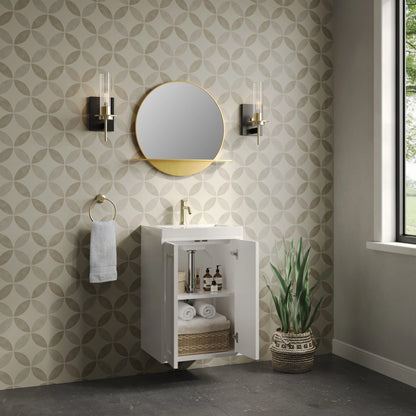 Chianti 20" Single Vanity, Glossy White, Champagne Brass, w/ White Glossy Composite Stone Top, view 12