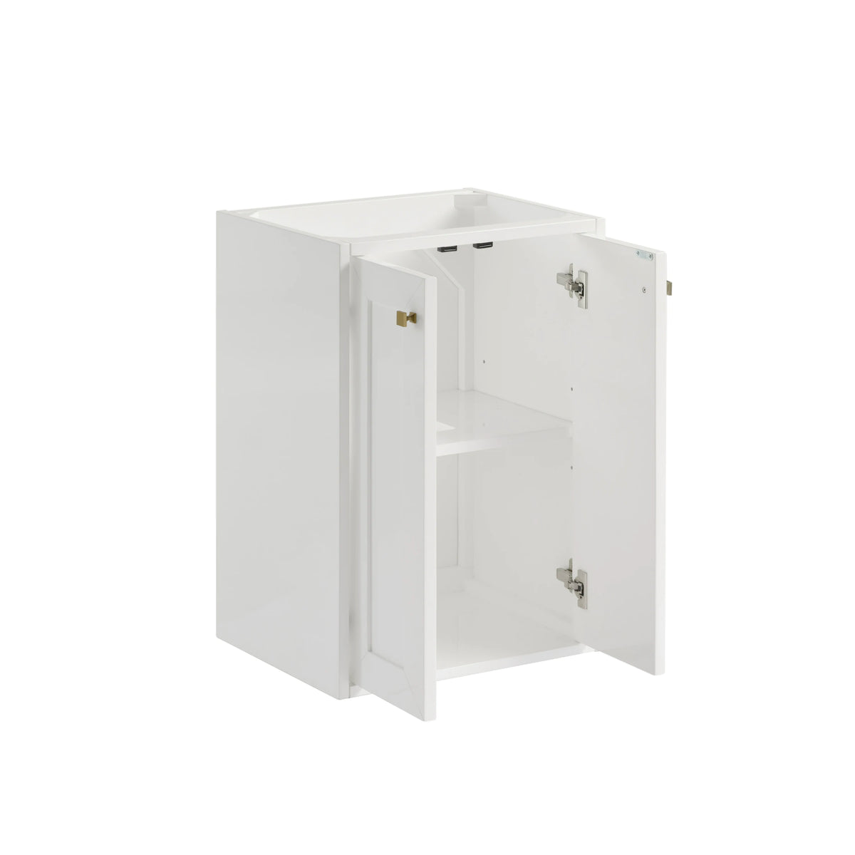 Chianti 20" Single Vanity, Glossy White, Champagne Brass, w/ White Glossy Composite Stone Top, view 16