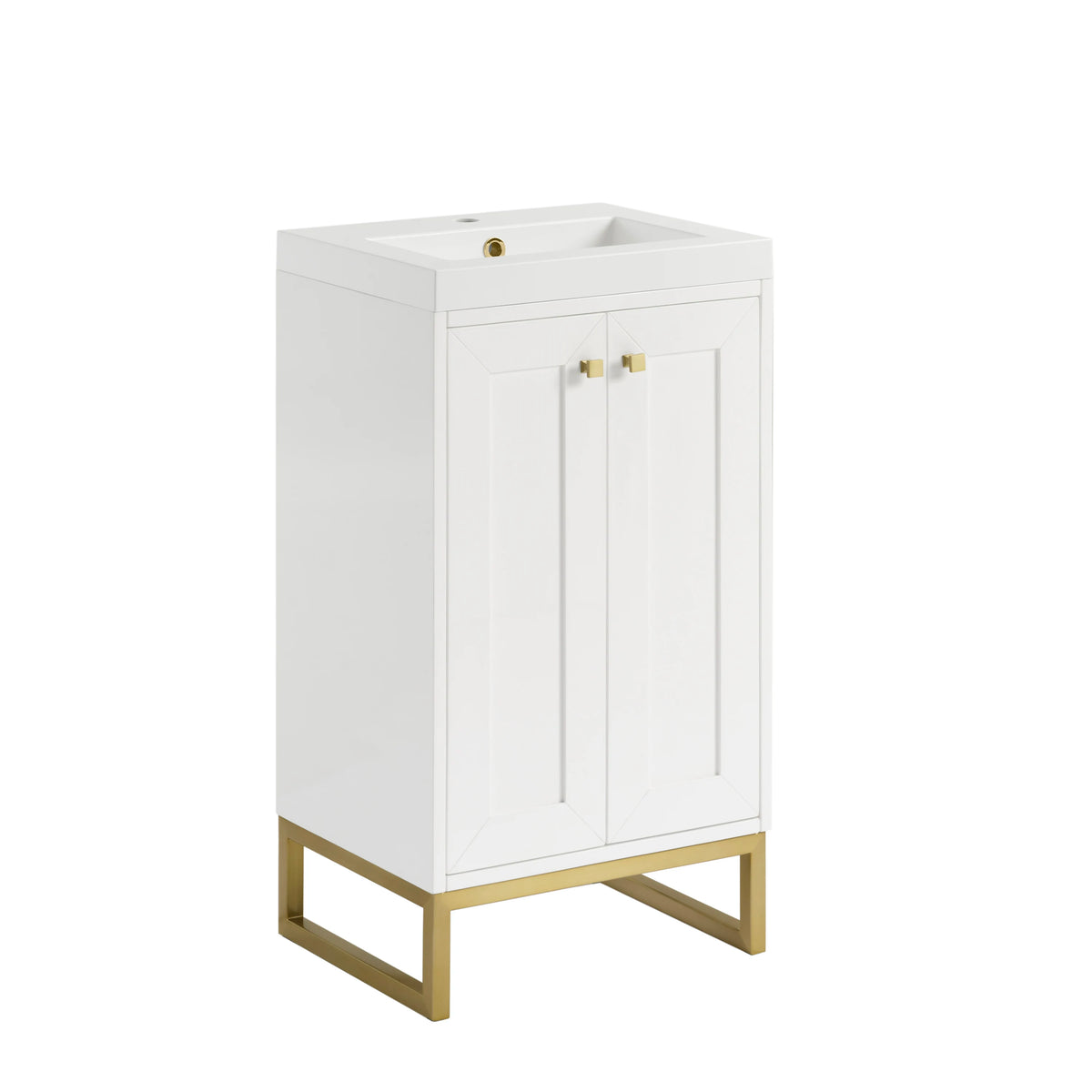 Chianti 20" Single Vanity, Glossy White, Champagne Brass, w/ White Glossy Composite Stone Top, view 19