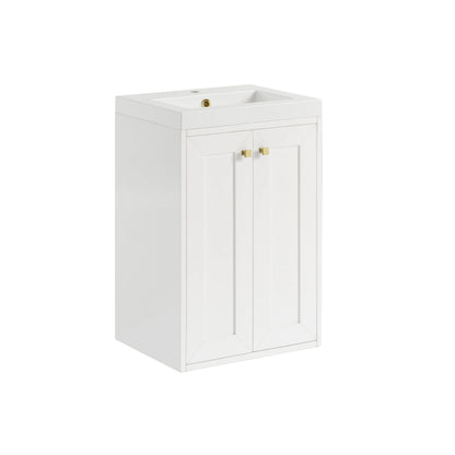 Chianti 20" Single Vanity, Glossy White, Champagne Brass, w/ White Glossy Composite Stone Top, view 20