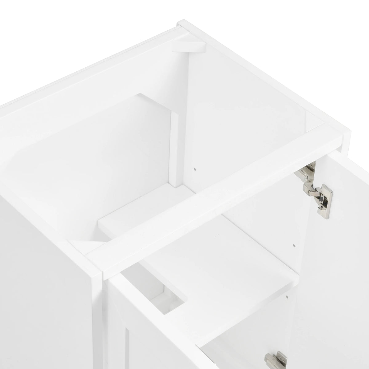 Chianti 20" Single Vanity, Glossy White, Champagne Brass, w/ White Glossy Composite Stone Top, view 25