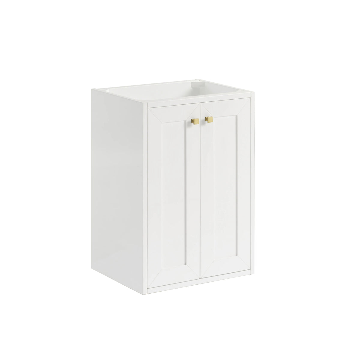 Chianti 20" Single Vanity, Glossy White, Champagne Brass, w/ White Glossy Composite Stone Top, view 6