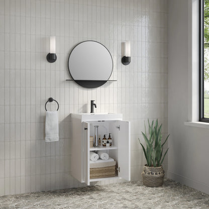 Chianti 20" Single Vanity, Glossy White, Matte Black, w/ White Glossy Composite Stone Top, view 12