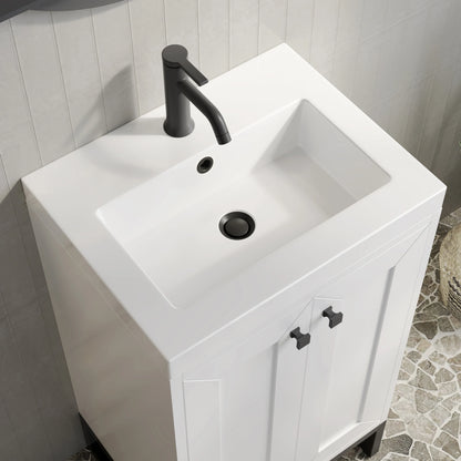 Chianti 20" Single Vanity, Glossy White, Matte Black, w/ White Glossy Composite Stone Top, view 14