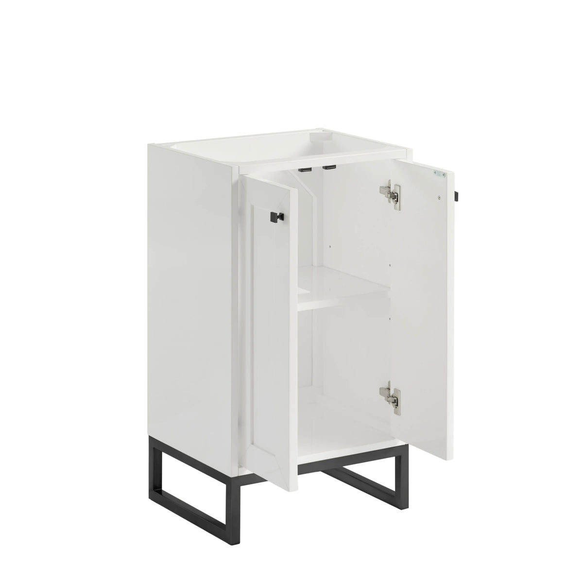 Chianti 20" Single Vanity, Glossy White, Matte Black, w/ White Glossy Composite Stone Top, view 16