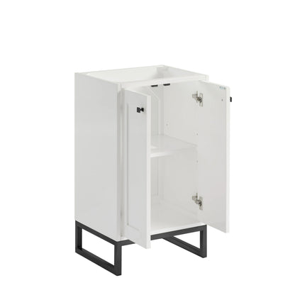 Chianti 20" Single Vanity, Glossy White, Matte Black, w/ White Glossy Composite Stone Top, view 16