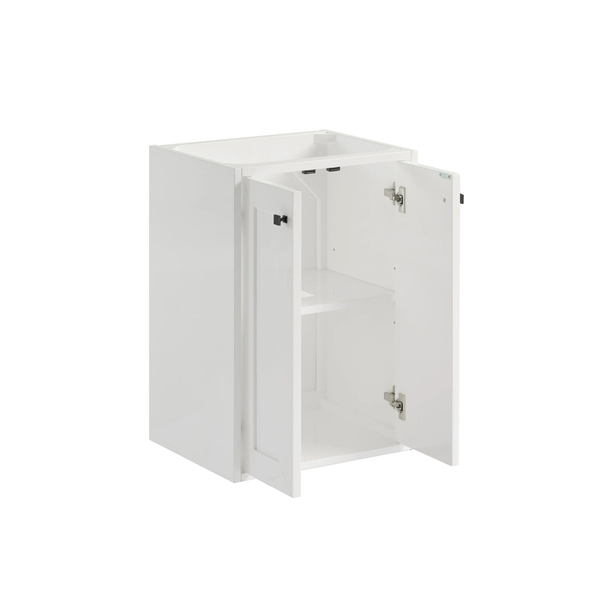 Chianti 20" Single Vanity, Glossy White, Matte Black, w/ White Glossy Composite Stone Top, view 17