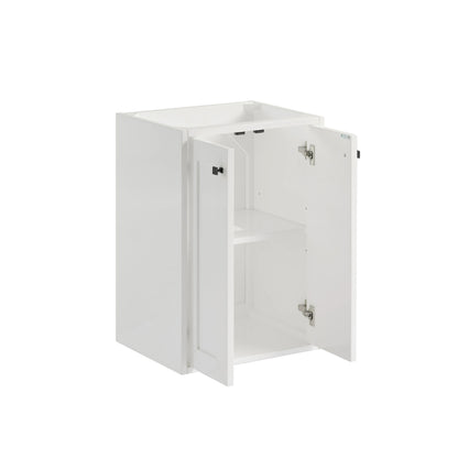 Chianti 20" Single Vanity, Glossy White, Matte Black, w/ White Glossy Composite Stone Top, view 17