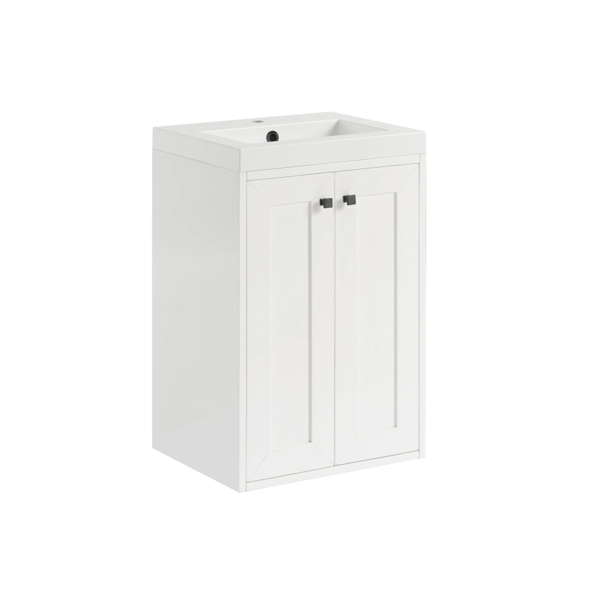 Chianti 20" Single Vanity, Glossy White, Matte Black, w/ White Glossy Composite Stone Top, view 21