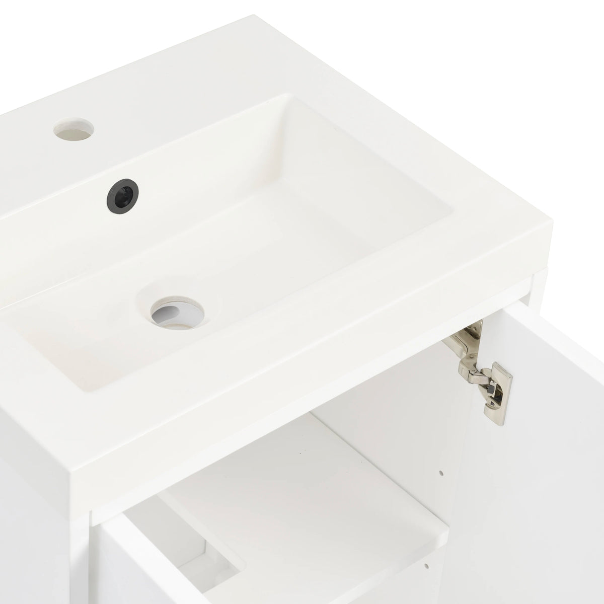 Chianti 20" Single Vanity, Glossy White, Matte Black, w/ White Glossy Composite Stone Top, view 22