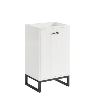 Chianti 20" Single Vanity, Glossy White, Matte Black, w/ White Glossy Composite Stone Top, view 5