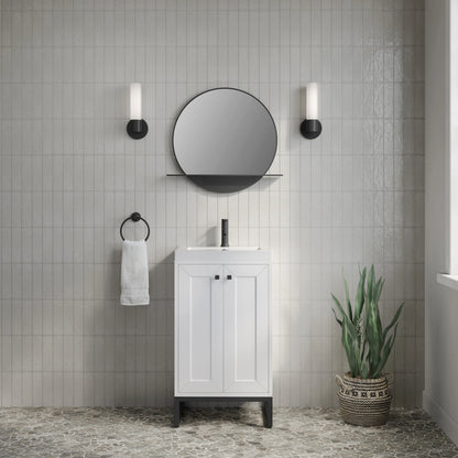 Chianti 20" Single Vanity, Glossy White, Matte Black, w/ White Glossy Composite Stone Top, view 7