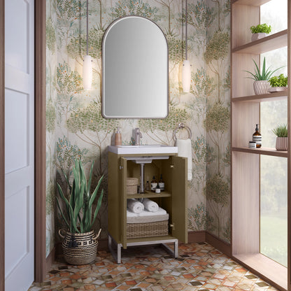 Chianti 20" Single Vanity, Walnut Whisper, Brushed Nickel, w/ White Glossy Composite Stone Top, view 10
