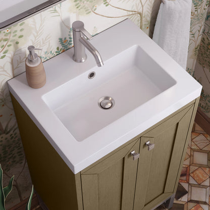 Chianti 20" Single Vanity, Walnut Whisper, Brushed Nickel, w/ White Glossy Composite Stone Top, view 13
