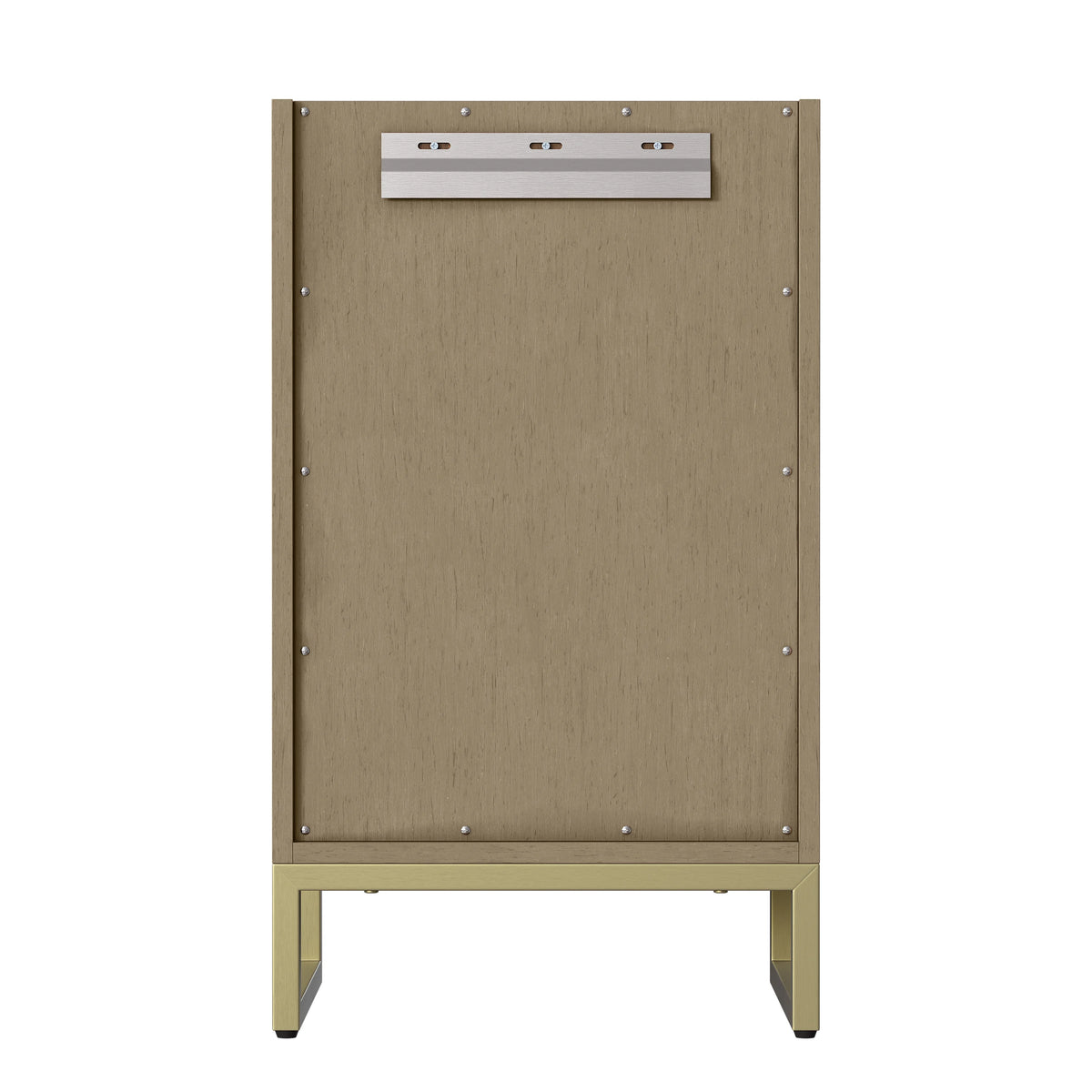 Chianti 20" Single Vanity, Walnut Whisper, Champagne Brass, w/ White Glossy Composite Stone Top, view 16
