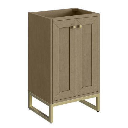 Chianti 20" Single Vanity, Walnut Whisper, Champagne Brass, w/ White Glossy Composite Stone Top, view 3