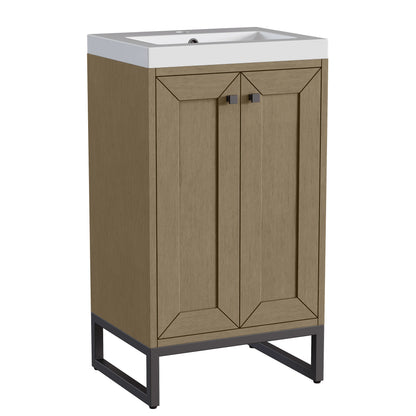 Chianti 20" Single Vanity, Walnut Whisper, Matte Black, w/ White Glossy Composite Stone Top, view 18