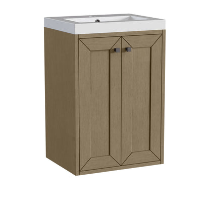 Chianti 20" Single Vanity, Walnut Whisper, Matte Black, w/ White Glossy Composite Stone Top, view 19