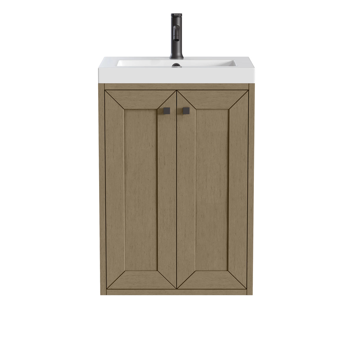 Chianti 20" Single Vanity, Walnut Whisper, Matte Black, w/ White Glossy Composite Stone Top, view 2