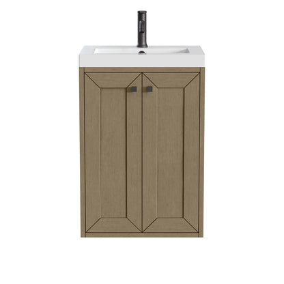 Chianti 20" Single Vanity, Walnut Whisper, Matte Black, w/ White Glossy Composite Stone Top, view 2