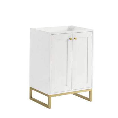 Chianti 24" Single Cabinet, Glossy White, Champagne Brass