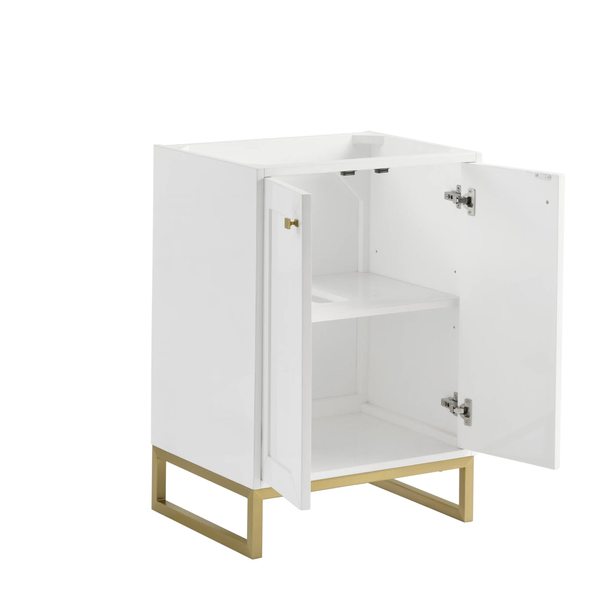 Chianti 24" Single Cabinet, Glossy White, Champagne Brass, view 4