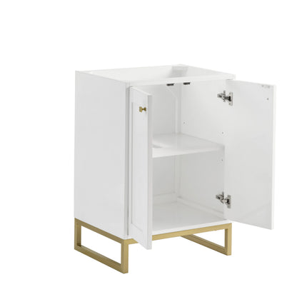 Chianti 24" Single Cabinet, Glossy White, Champagne Brass, view 4