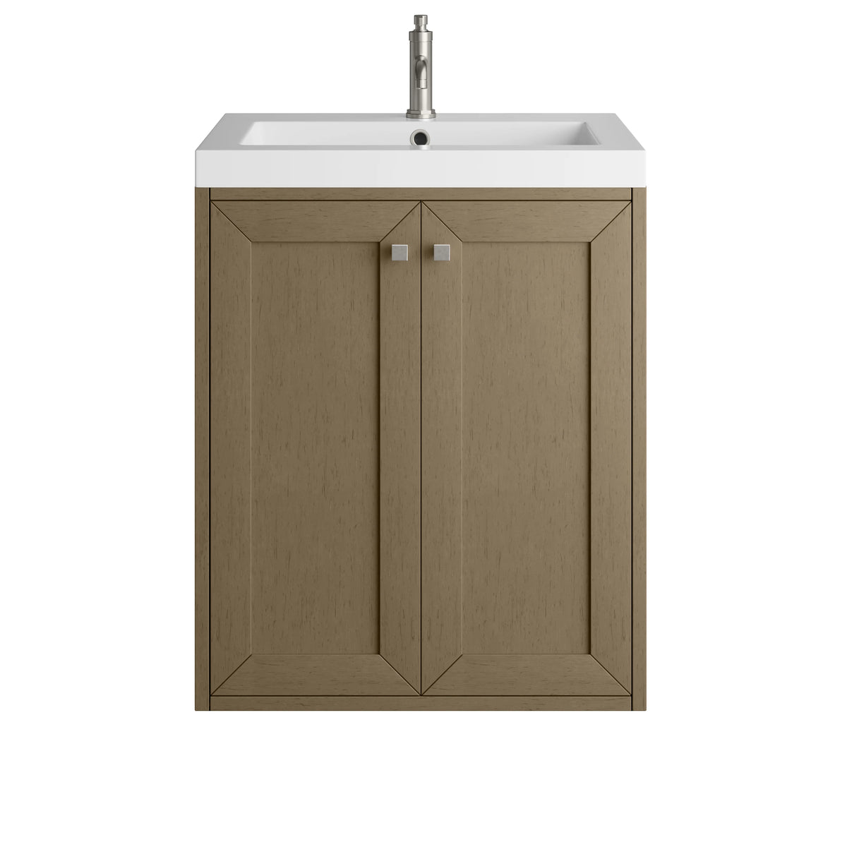 Chianti 24" Single Vanity, Walnut Whisper w/ White Glossy Composite Stone Top