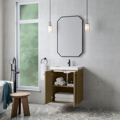 Chianti 24" Single Vanity, Walnut Whisper, Matte Black, w/ White Glossy Composite Stone Top, view 10