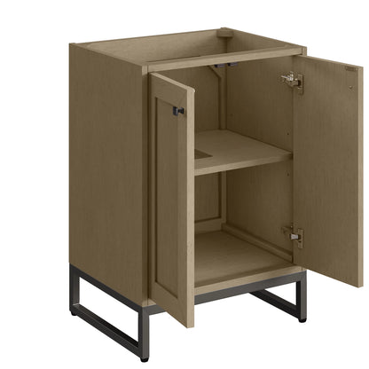 Chianti 24" Single Vanity, Walnut Whisper, Matte Black, w/ White Glossy Composite Stone Top, view 14