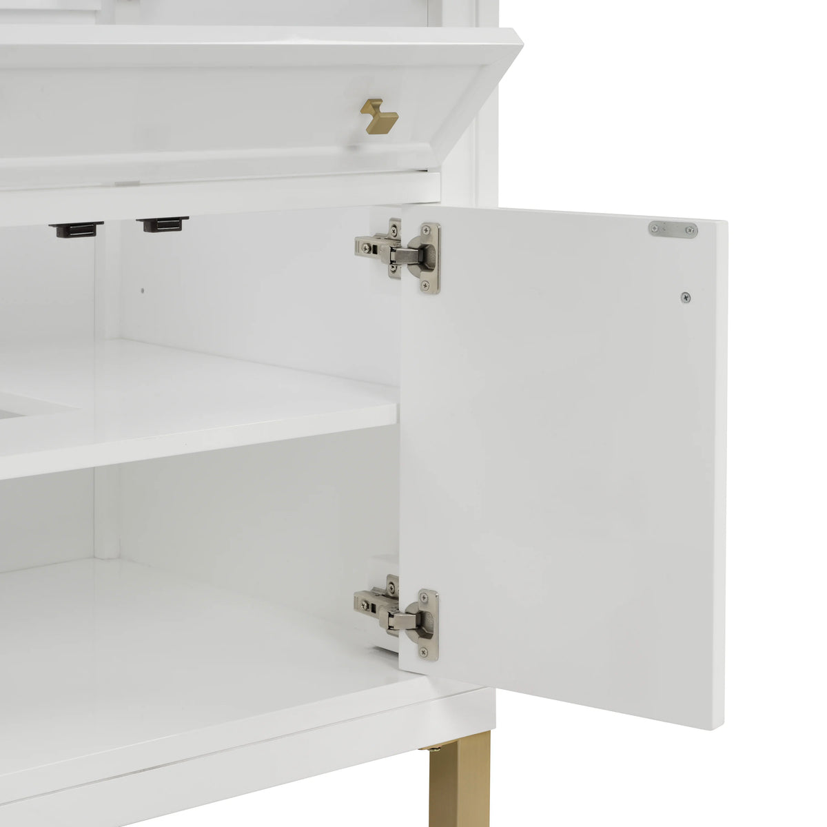 Chicago 30" Single Vanity, Glossy White, w/ Single Hole 3CM White Zeus Silestone® Top & Backsplash, view 14