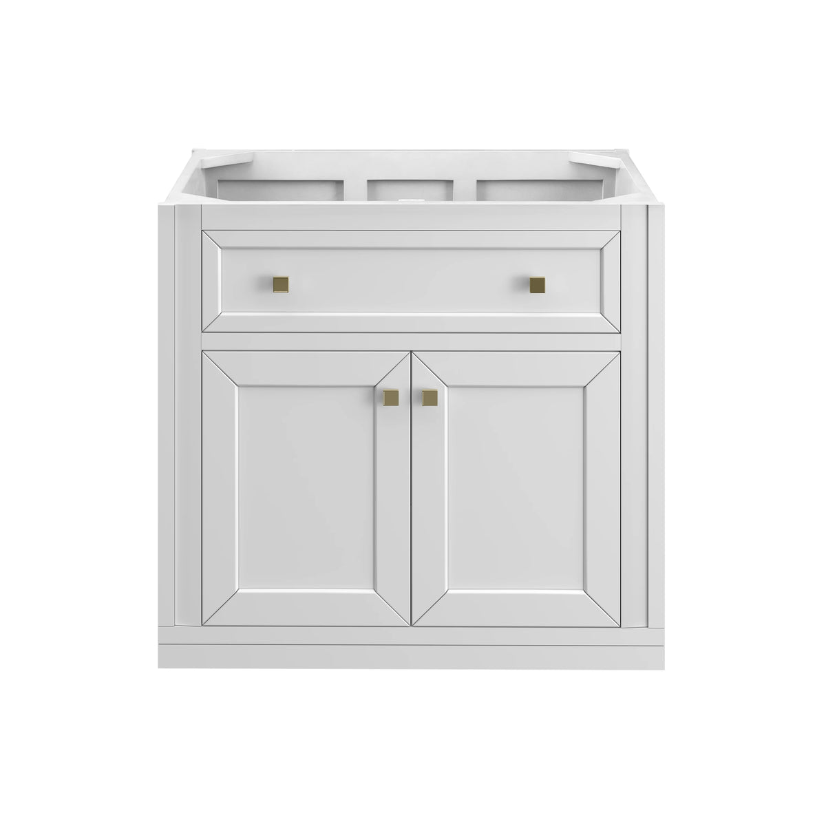 Chicago 30" Single Vanity, Glossy White, w/ Single Hole 3CM White Zeus Silestone® Top & Backsplash, view 6