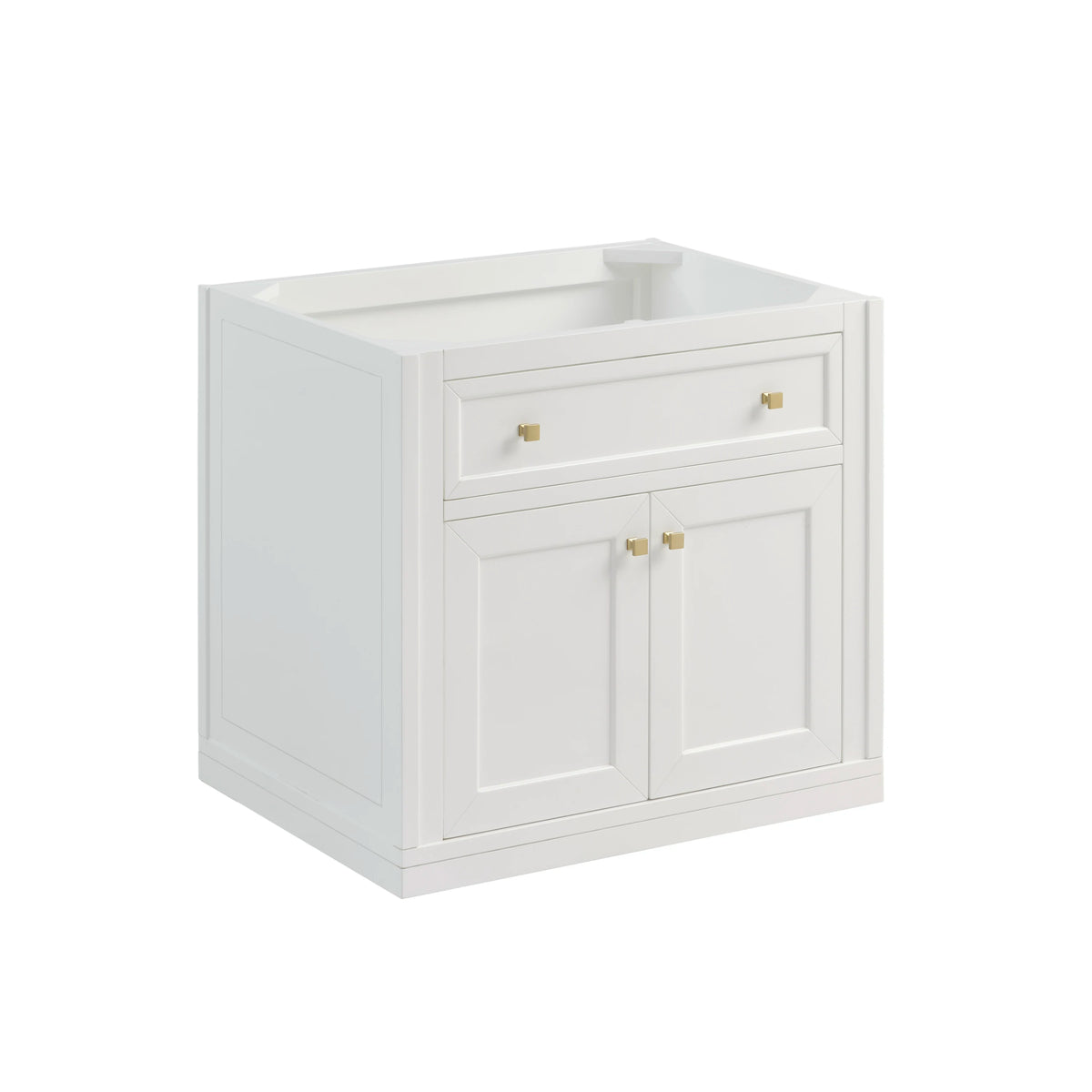Chicago 30" Single Vanity, Glossy White, w/ 3 CM Carrara Marble Top, view 3