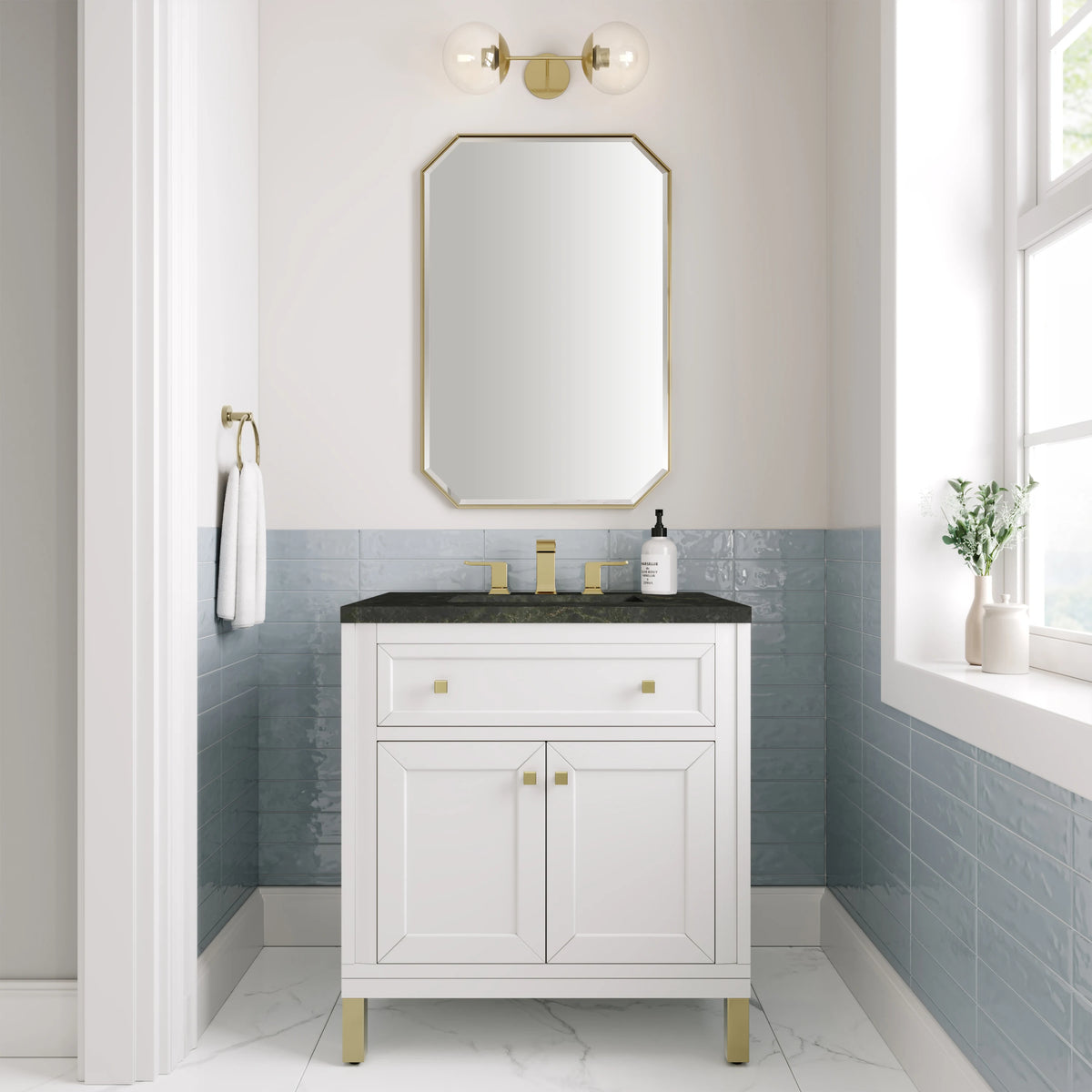 Chicago 30" Single Vanity, Glossy White, w/ 3 CM Phantome Eclos Top, view 5