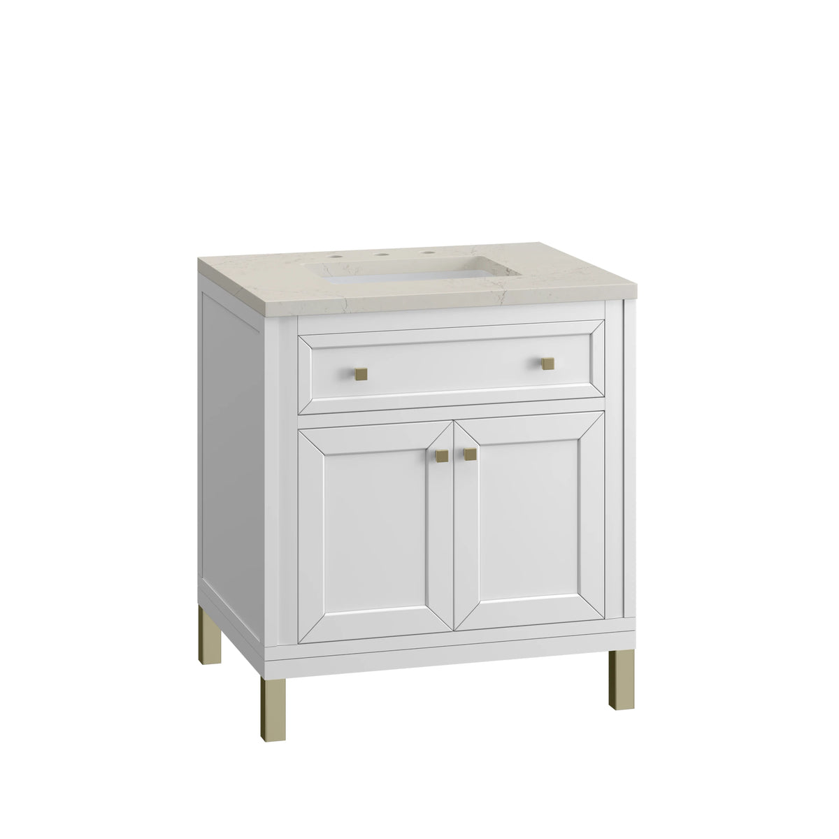 Chicago 30" Single Vanity, Glossy White, w/ 3 CM Siberian Silestone Top, view 14