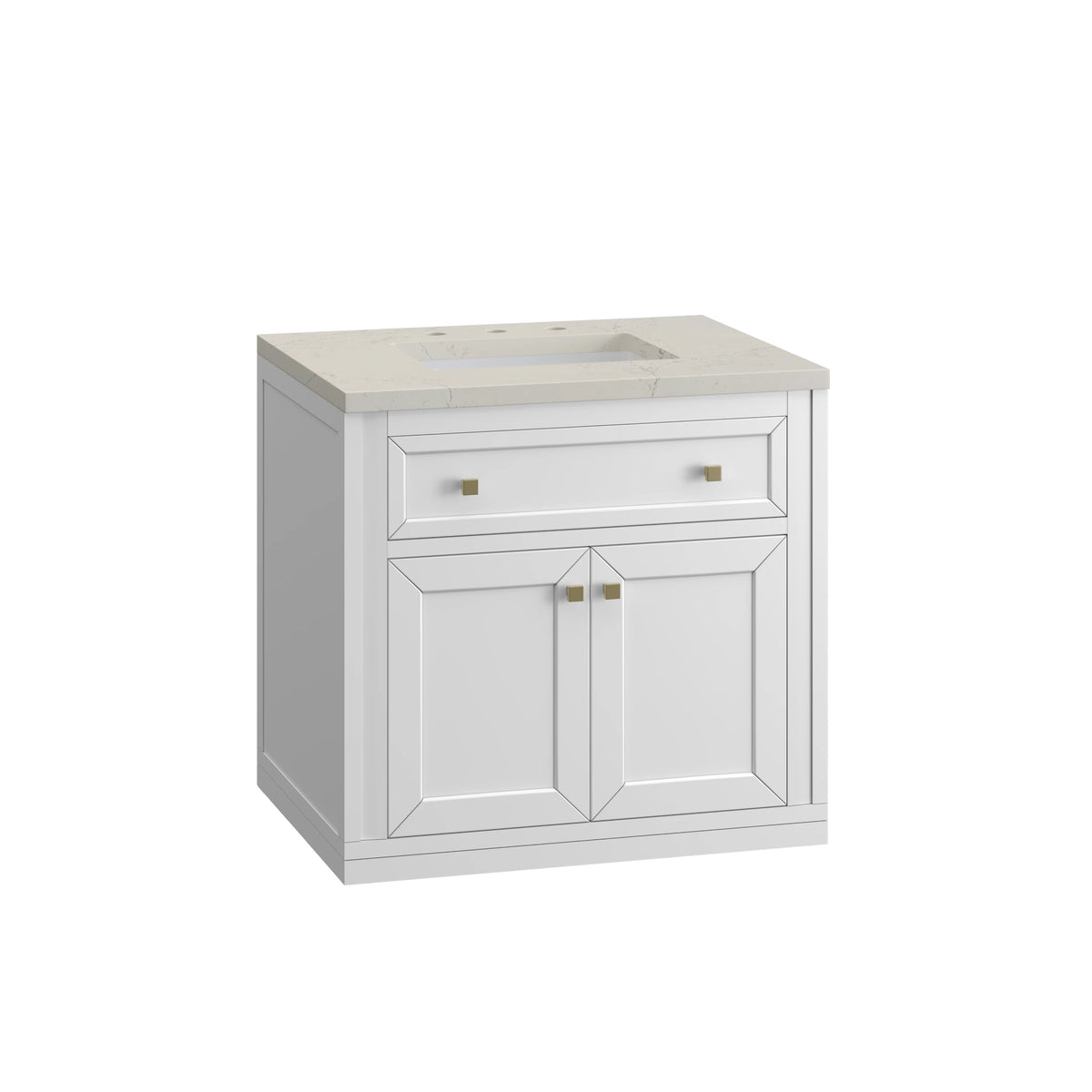 Chicago 30" Single Vanity, Glossy White, w/ 3 CM Siberian Silestone Top, view 15