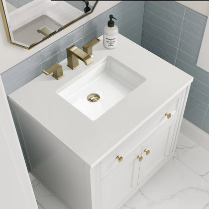 Chicago 30" Single Vanity, Glossy White, w/ 3 CM White Zeus Silestone® Top, view 11