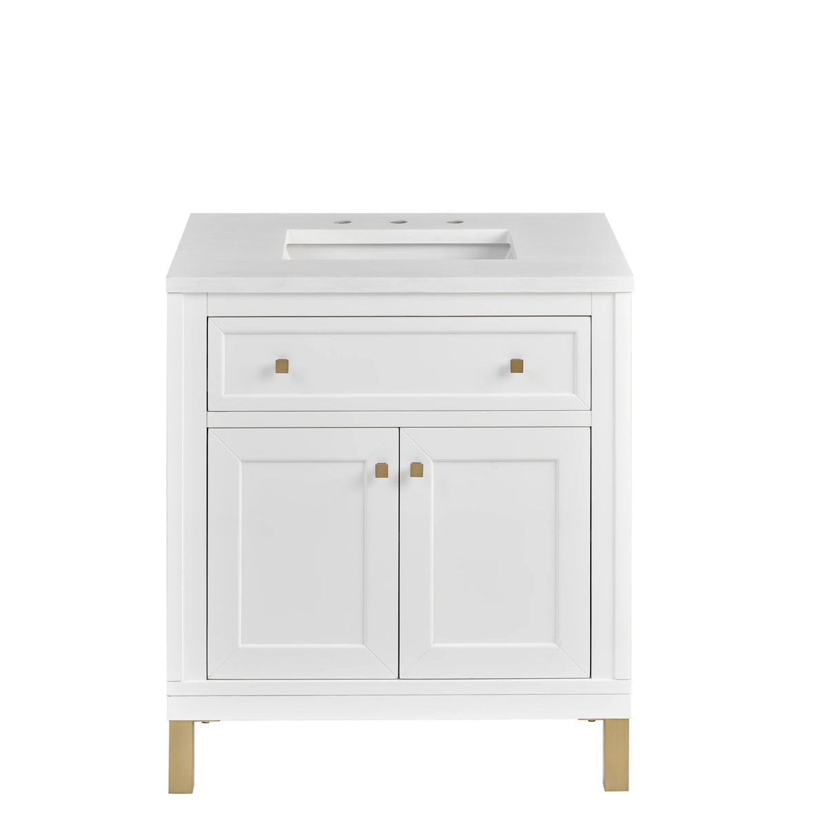 Chicago 30" Single Vanity, Glossy White, w/ 3 CM White Zeus Silestone® Top, view 2