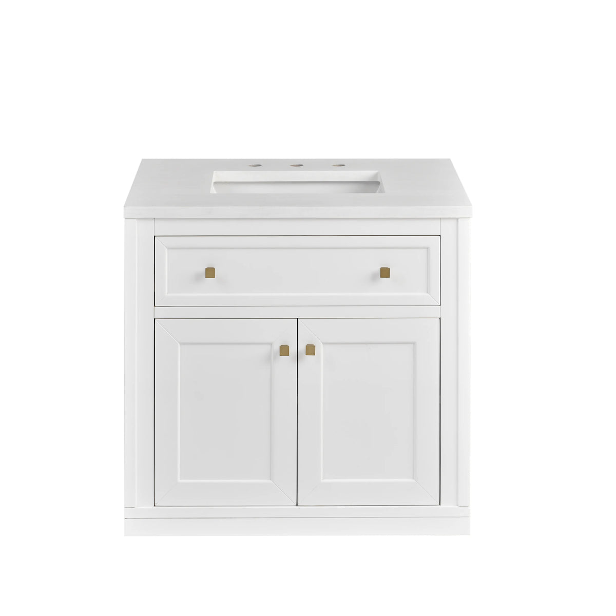 Chicago 30" Single Vanity, Glossy White, w/ 3 CM White Zeus Silestone® Top, view 4
