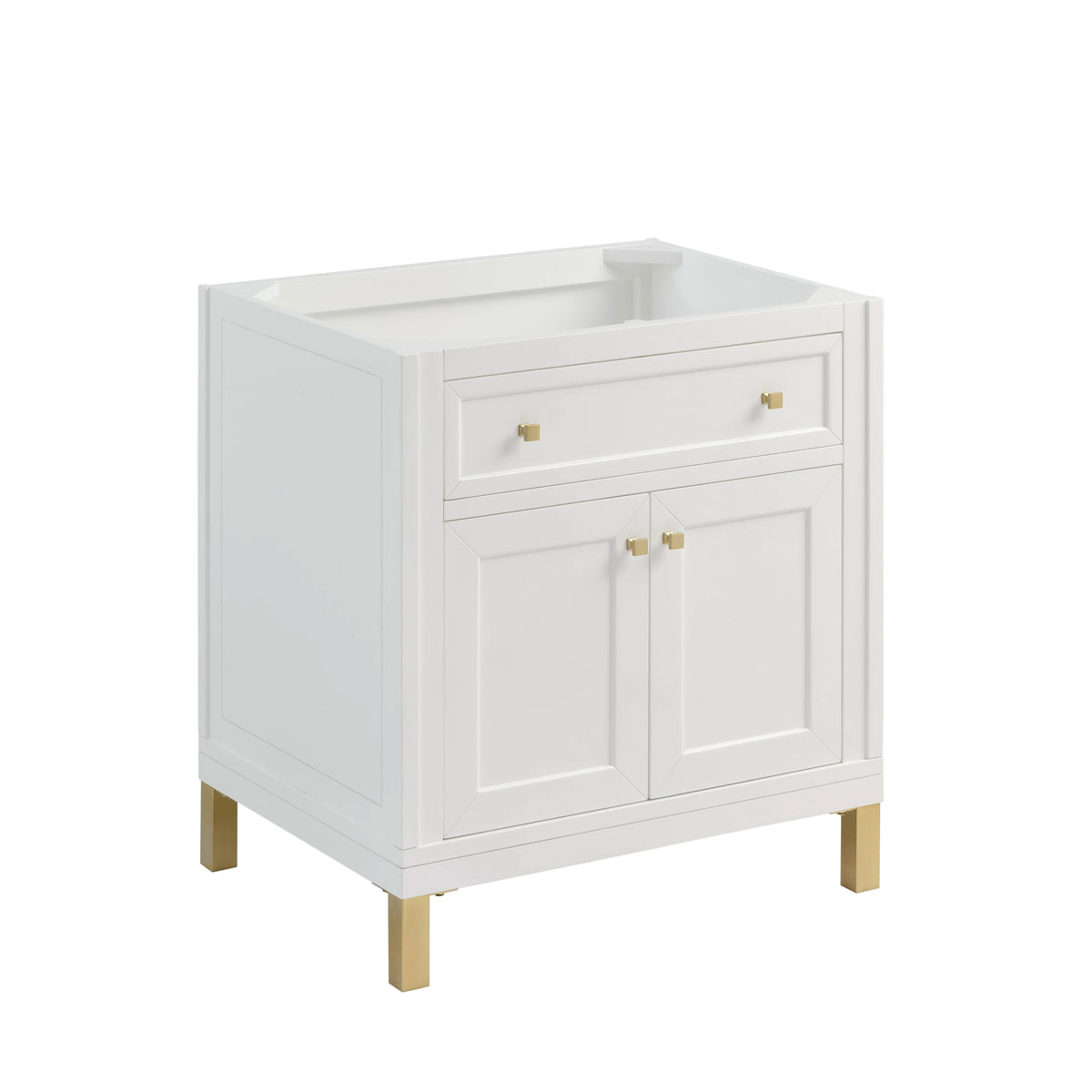 Chicago 30" Single Vanity, Glossy White, w/ 3 CM White Zeus Silestone® Top, view 5