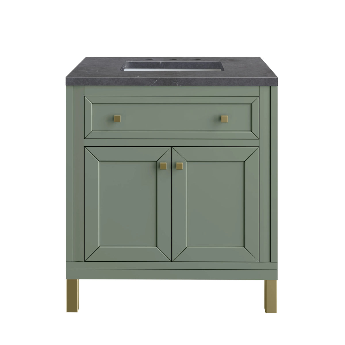 Chicago 30" Single Vanity, Smokey Celadon, w/ 3 CM Charcoal Soapstone Silestone® Top, view 2