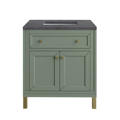Chicago 30" Single Vanity, Smokey Celadon, w/ 3 CM Charcoal Soapstone Silestone® Top, view 2
