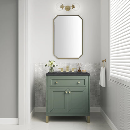 Chicago 30" Single Vanity, Smokey Celadon, w/ 3 CM Charcoal Soapstone Silestone® Top, view 5