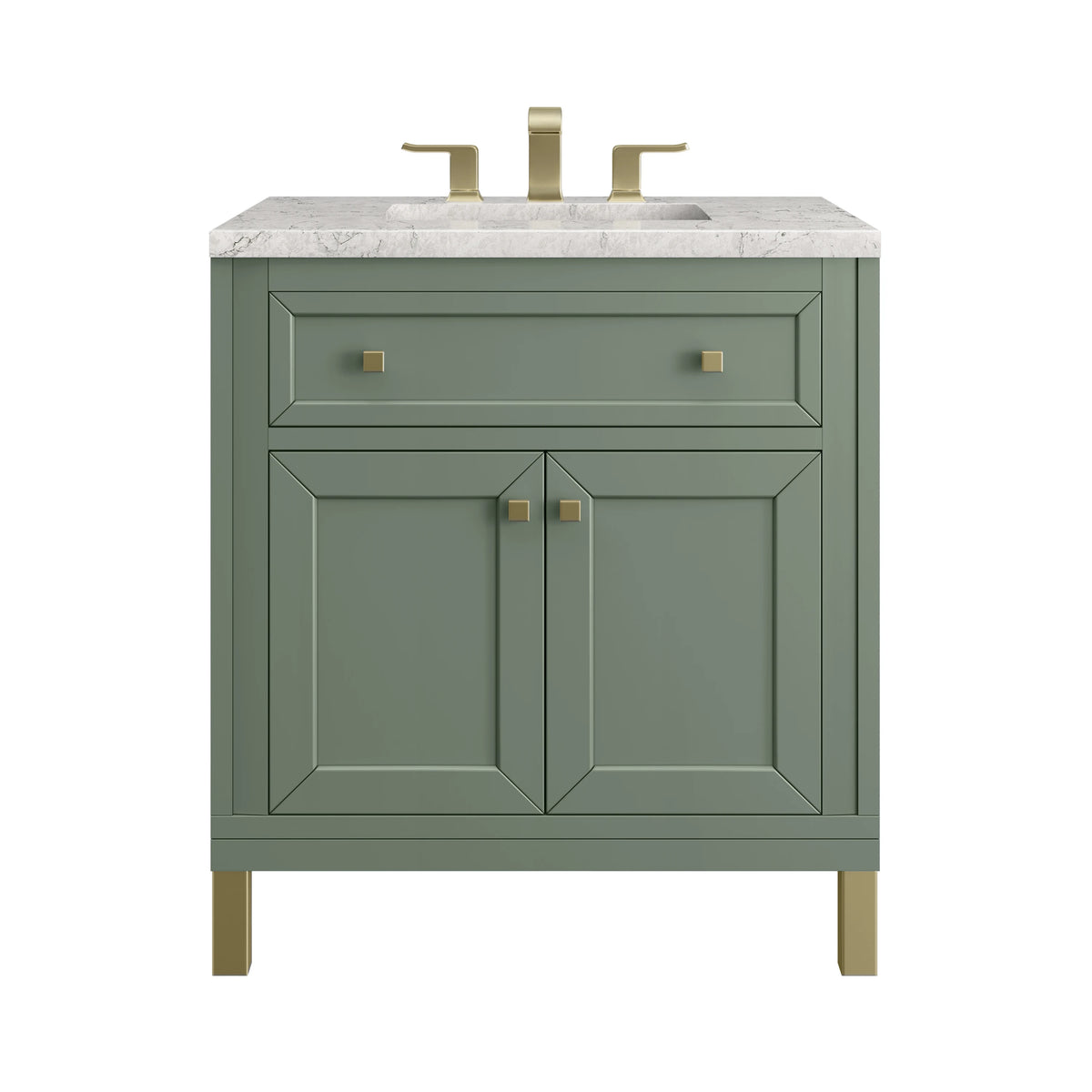 Chicago 30" Single Vanity, Smokey Celadon, w/ 3 CM Eternal Jasmine Pearl Silestone® Top