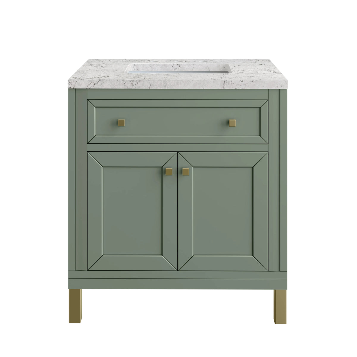 Chicago 30" Single Vanity, Smokey Celadon, w/ 3 CM Eternal Jasmine Pearl Silestone® Top, view 2