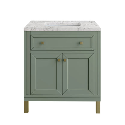 Chicago 30" Single Vanity, Smokey Celadon, w/ 3 CM Eternal Jasmine Pearl Silestone® Top, view 2