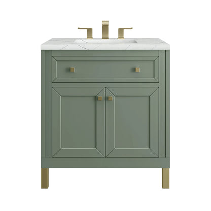 Chicago 30" Single Vanity, Smokey Celadon, w/ 3 CM Ethereal Noctis Silestone® Top