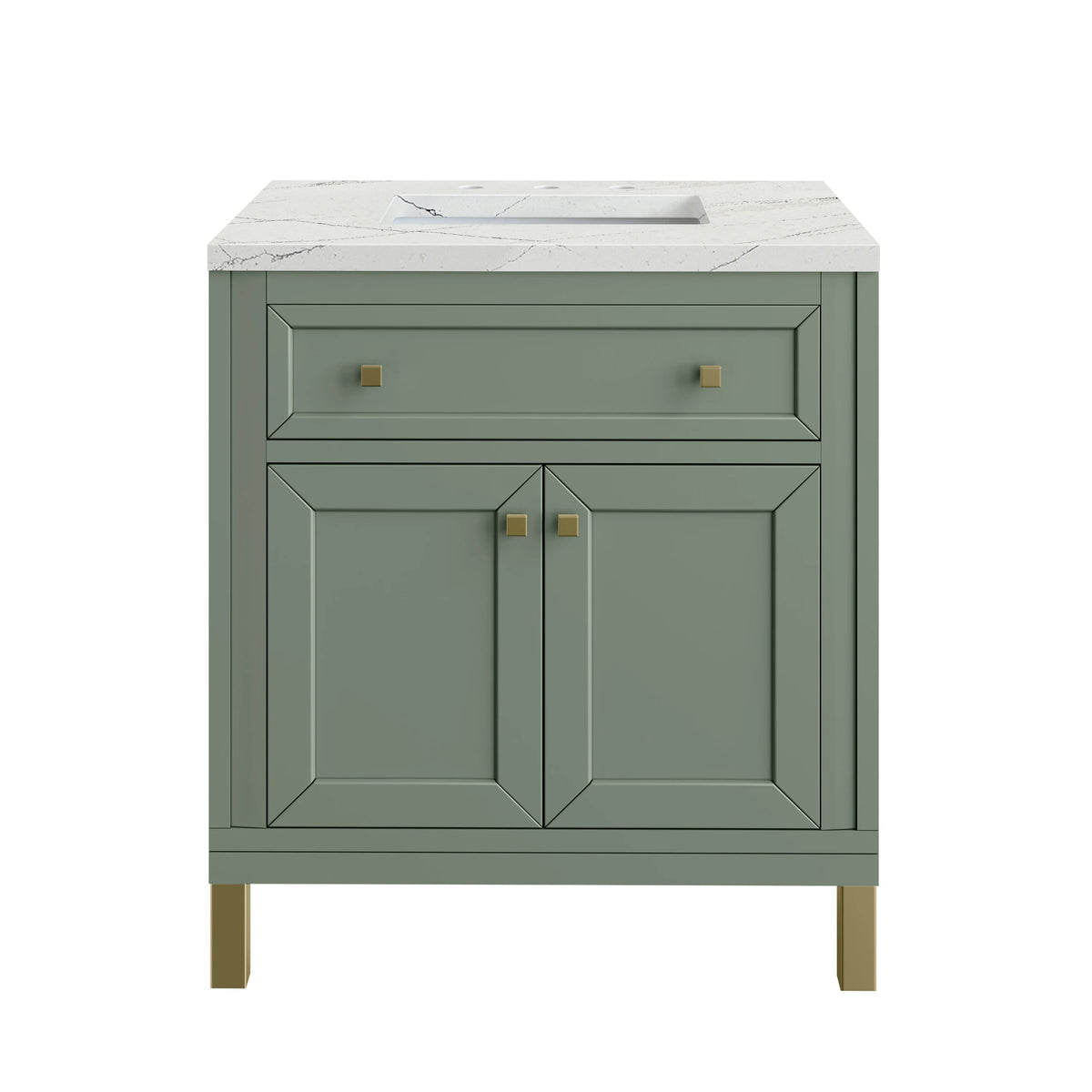 Chicago 30" Single Vanity, Smokey Celadon, w/ 3 CM Ethereal Noctis Silestone® Top, view 2