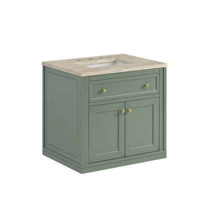 Chicago 30" Single Vanity, Smokey Celadon, w/ 3 CM Tajnar Eclos Top, view 10