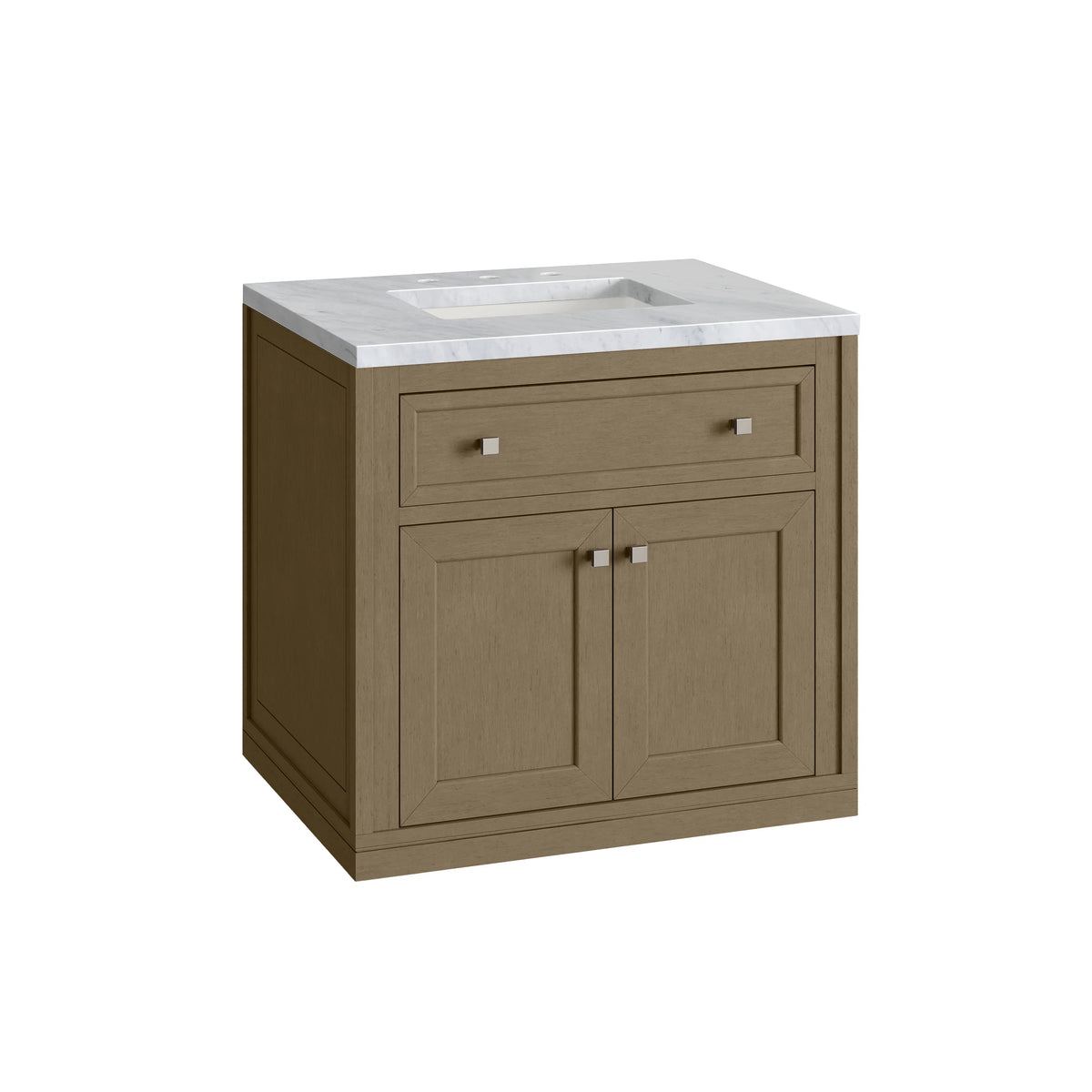 Chicago 30" Single Vanity, Walnut Whisper, w/ 3 CM Carrara Marble Top, view 21